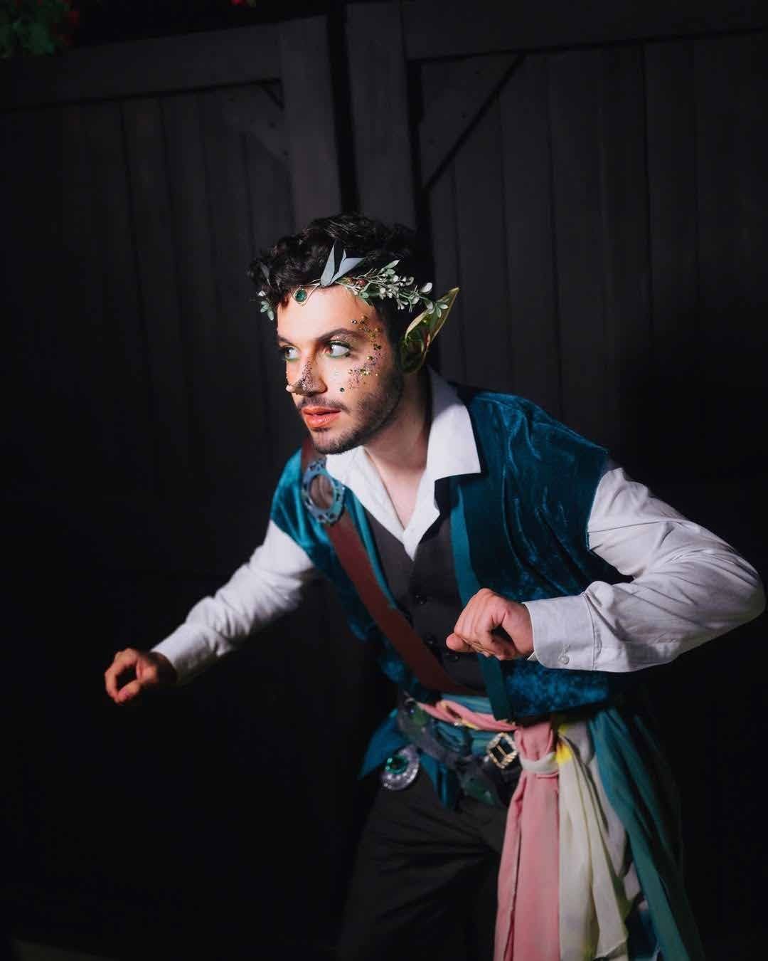 Portrait of a wedding party member styled as a forest elf